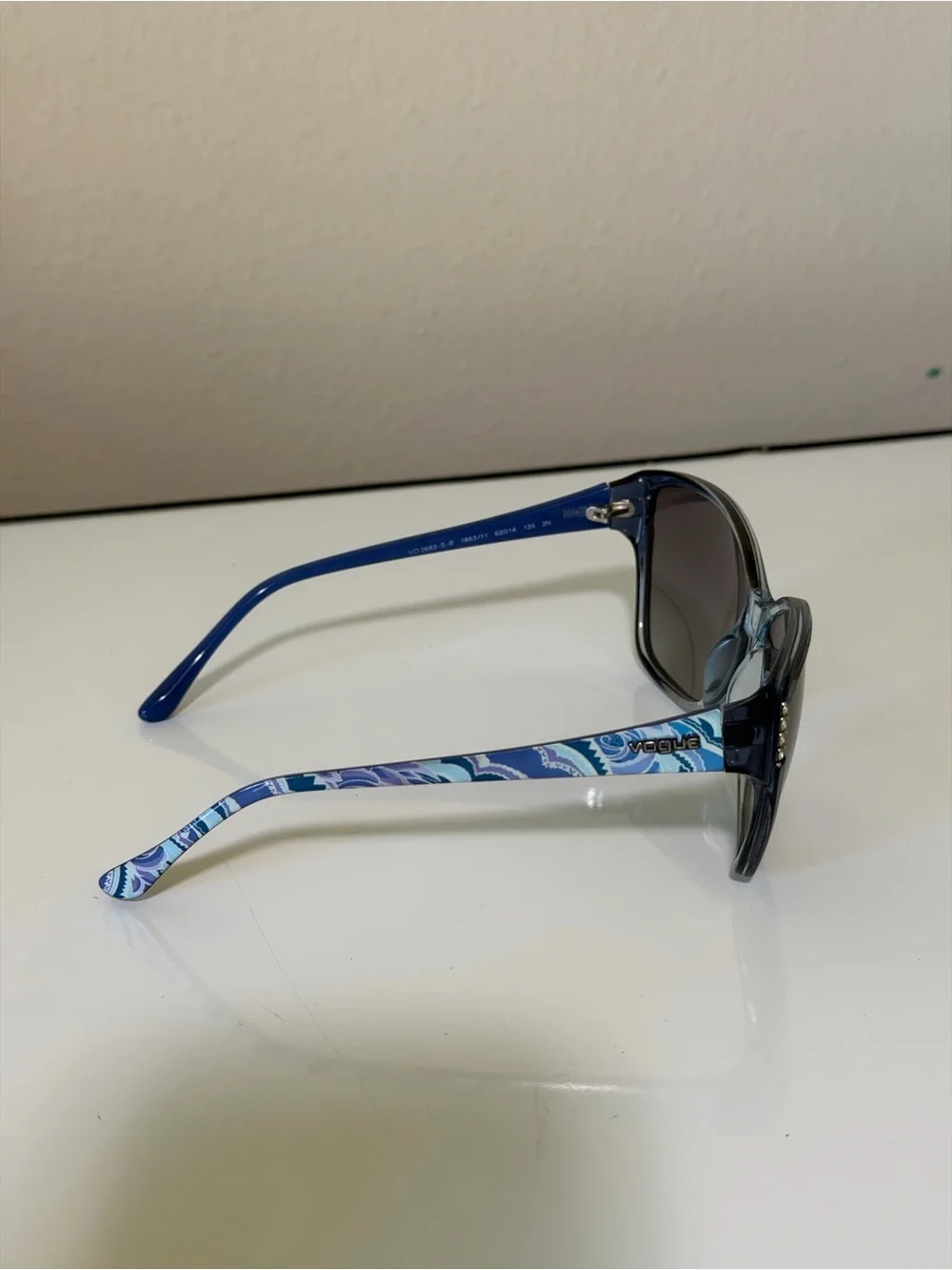 Vogue Women's Cat-Eye Sunglasses in Blue with Gray Gradient Lenses